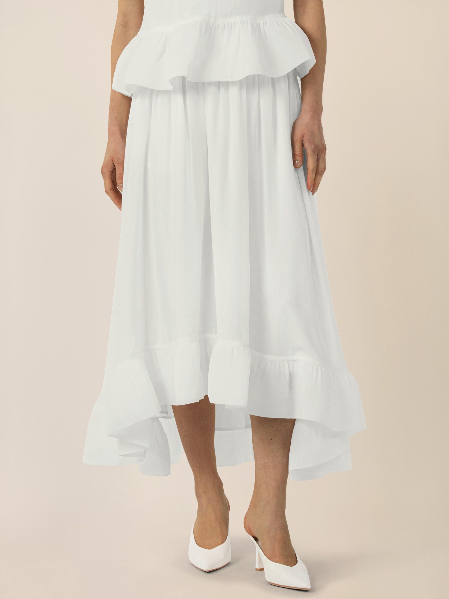 Apart Maxirock mit Volantsaum und High-Low-Schnitt