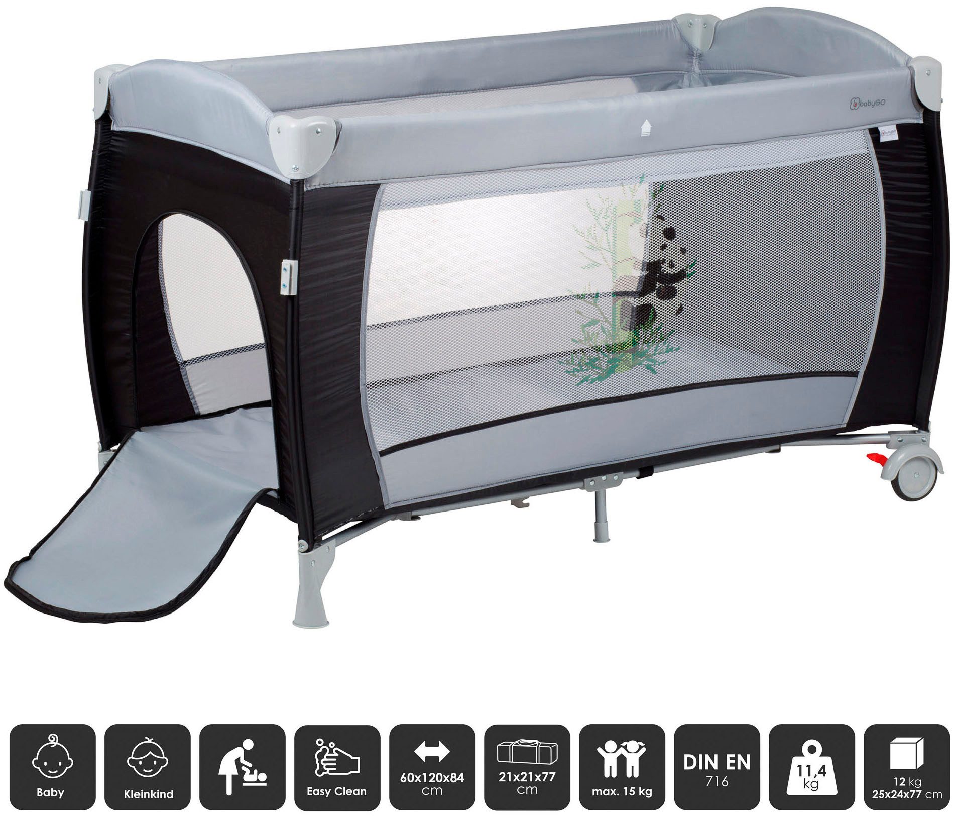 BabyGo Baby-Reisebett Sleeper Deluxe, black, mit Musik-Mobile – Bild 3 von 5
