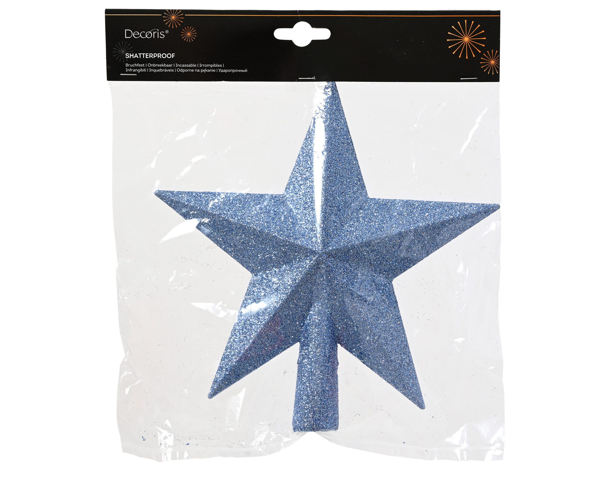 Kaemingk Christbaumspitze, Christbaumspitze Stern mit Glitzer 19cm Kunststoff - Himmelblau
