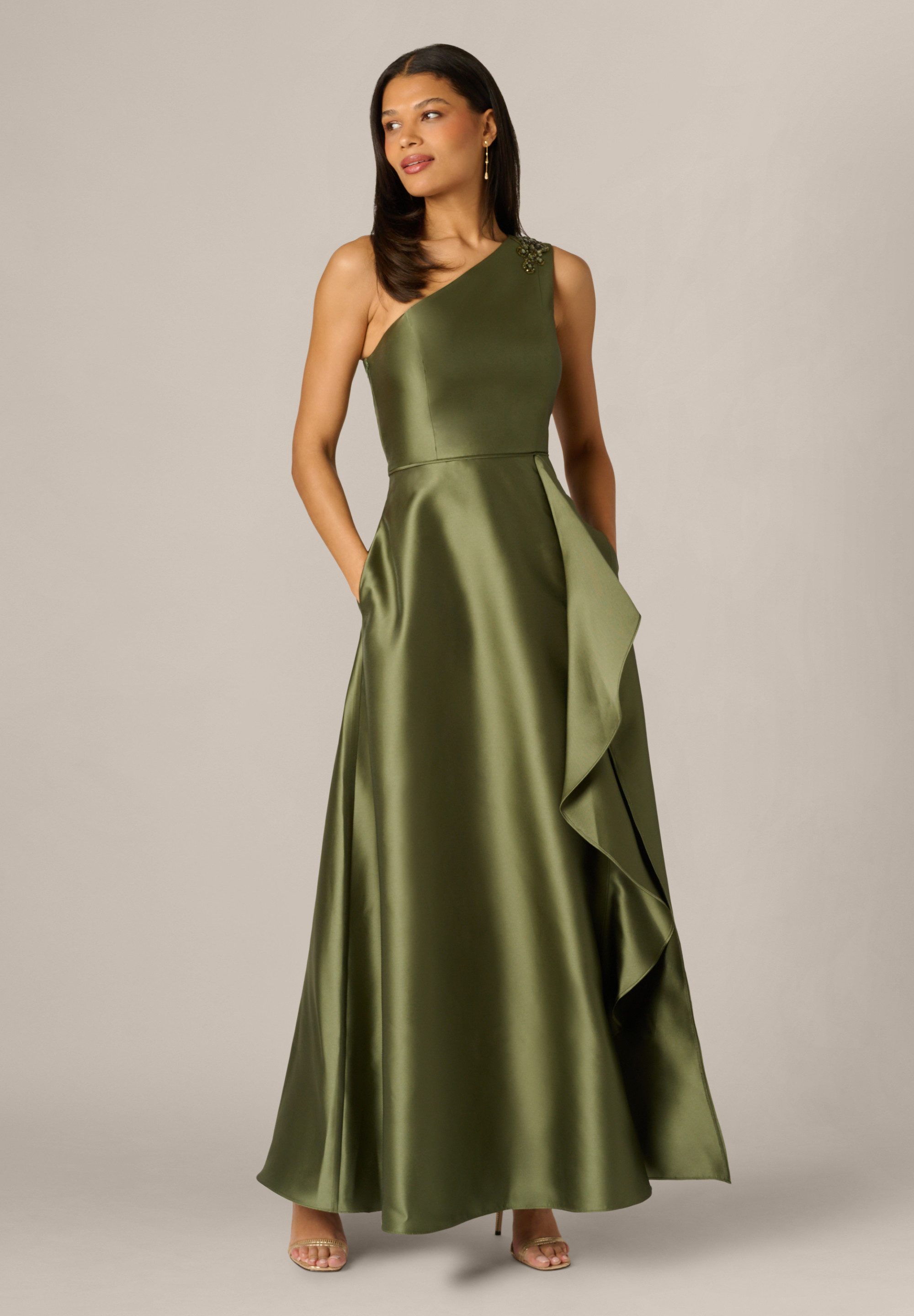 Adrianna Papell Abendkleid One Shoulder Mikado Gown Glamourös, fließend, elegantes Finish