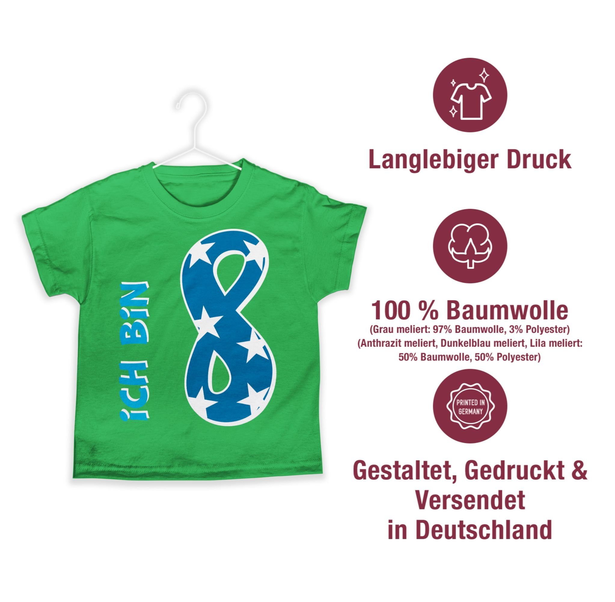 T-Shirt Ich bin acht Blau Junge