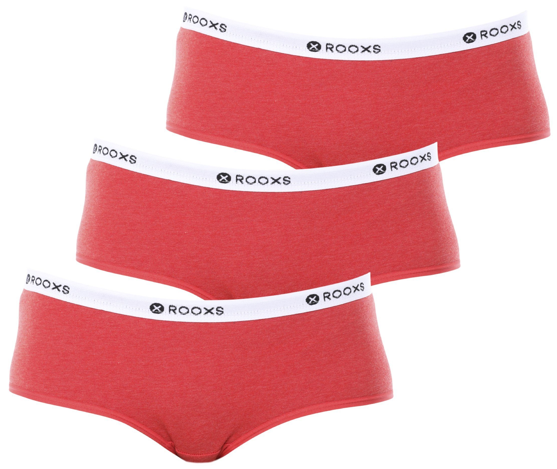 ROOXS Hipster Unterwäsche Damen Slip Unterhosen (3-St) Baumwolle Hipster Rot