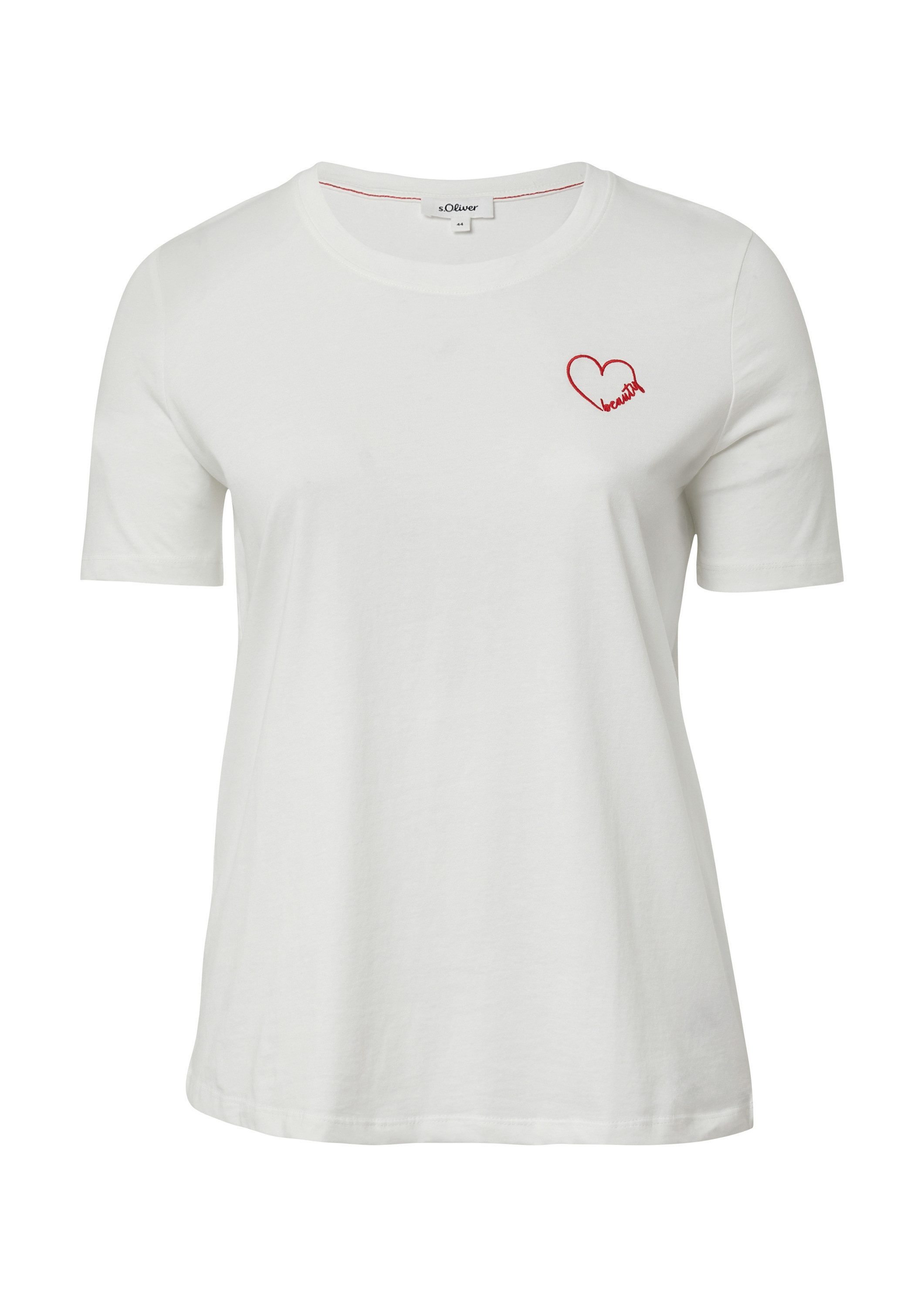 s.Oliver Kurzarmshirt T-Shirt Jersey-Shirt aus Baumwolle mit Stickerei günstig online kaufen