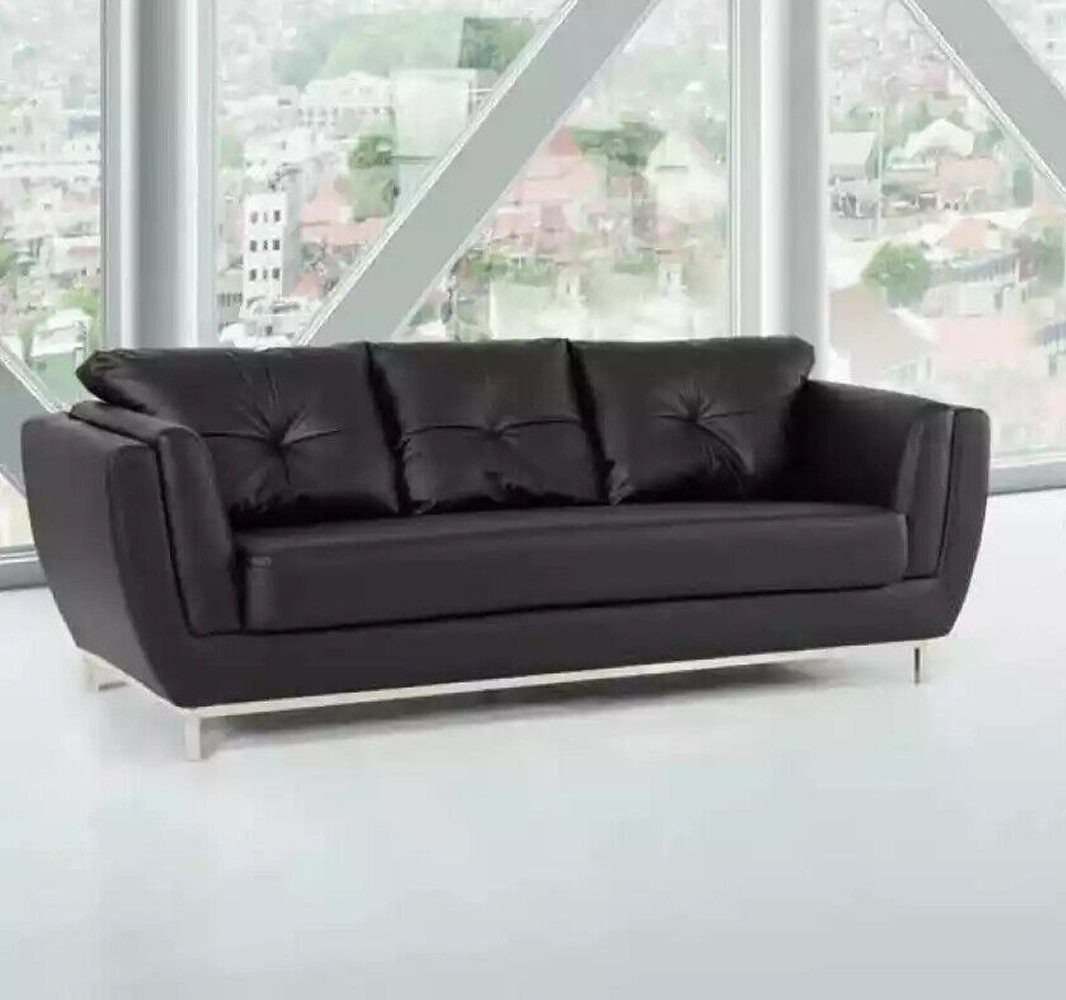 JVmoebel Sofa Schwarze Dreisitzer Couch Luxus Möbel Modernes Sofa Polster Ledercouch, Made In Europe