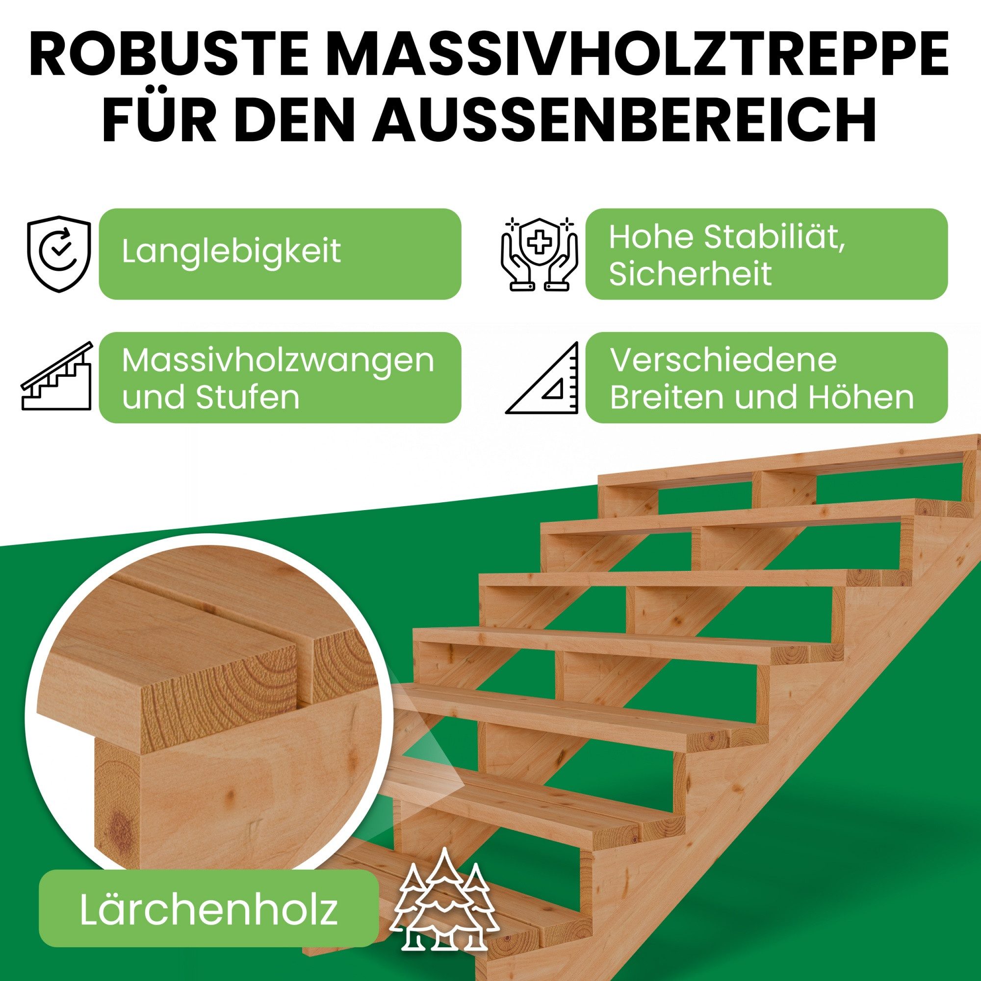 Gartenwelt Riegelsberger Außentreppe Terrassentreppe aus Lärche günstig online kaufen
