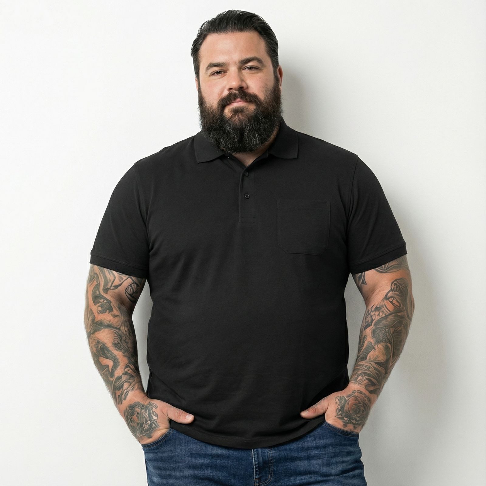 redfield Poloshirt Poloshirt Piqué Übergröße schwarz Redfield Ralph