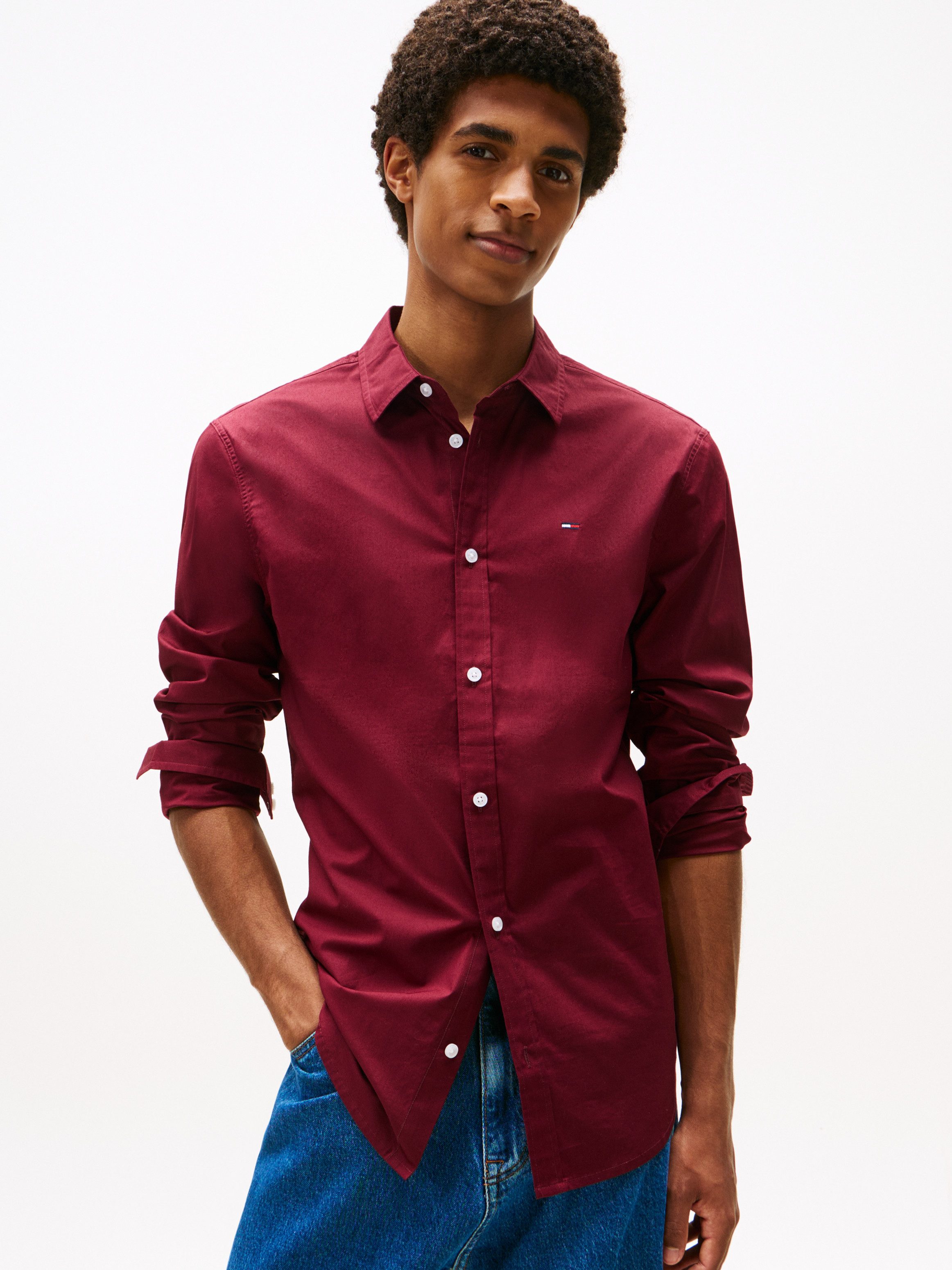 Tommy Jeans Langarmhemd Sabim Stretch Hemd Shirt Stretch Hemd, Premium, Slim Fit, mit Elasthan