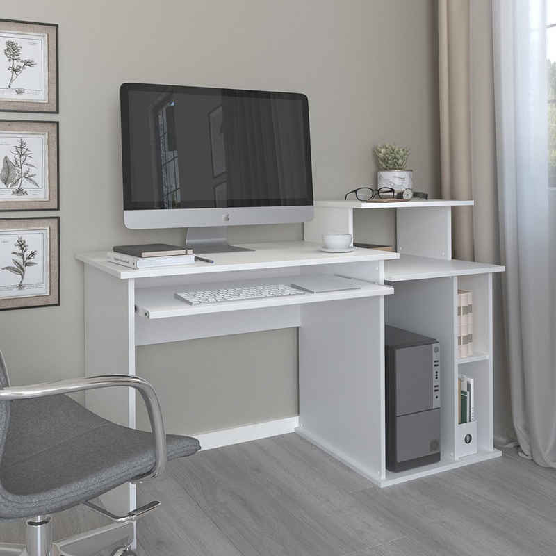 Vicco Computertisch »Schreibtisch Arbeitstisch JAN Weiß«