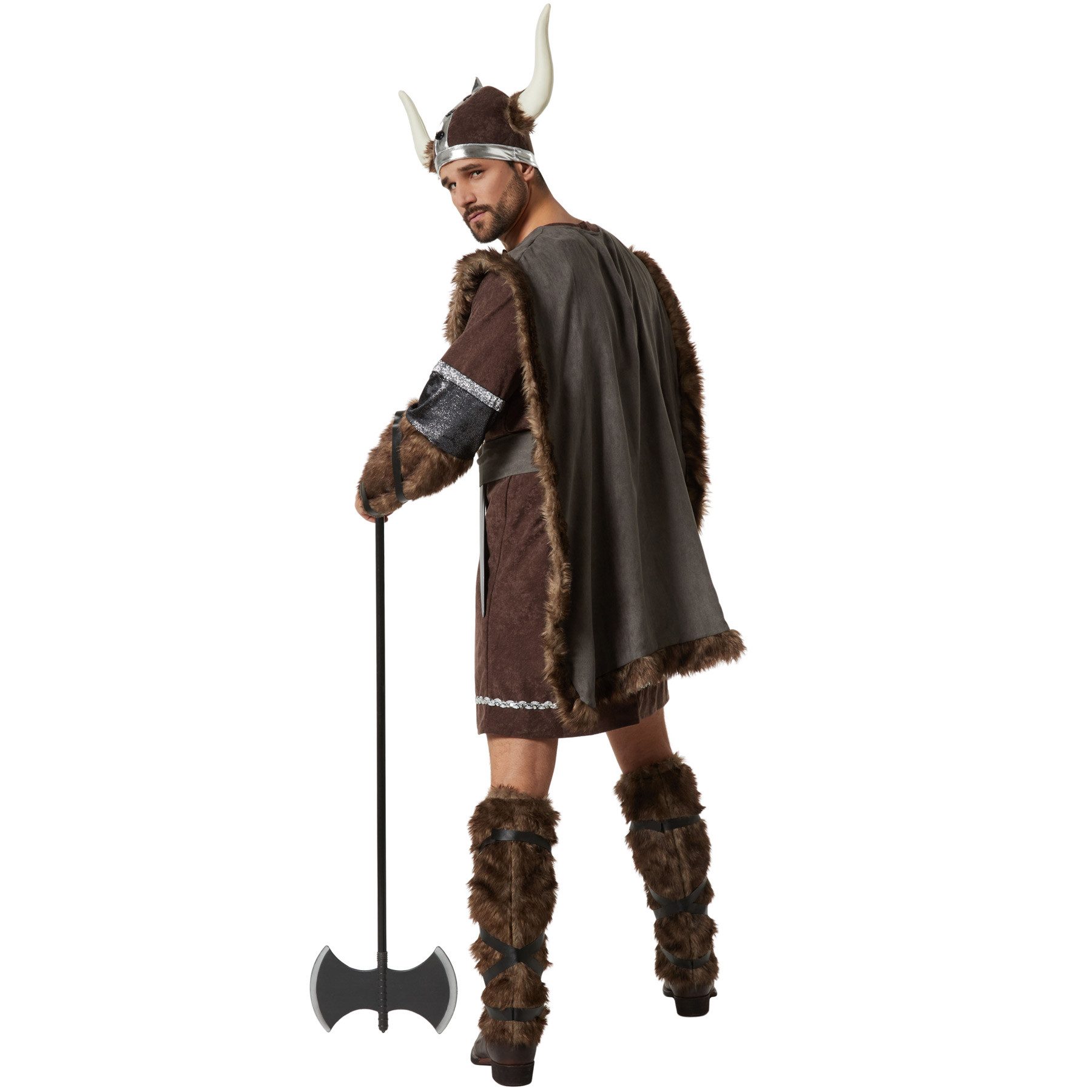 dressforfun Wikinger-Kostüm Nordfrau/Kriegerin Wikinger, in braun, Gr. XL, Mit Oberteil, Gürtel, Umhang und mehr, Komplettes Set: Alle wichtigen Accessoires inkl.