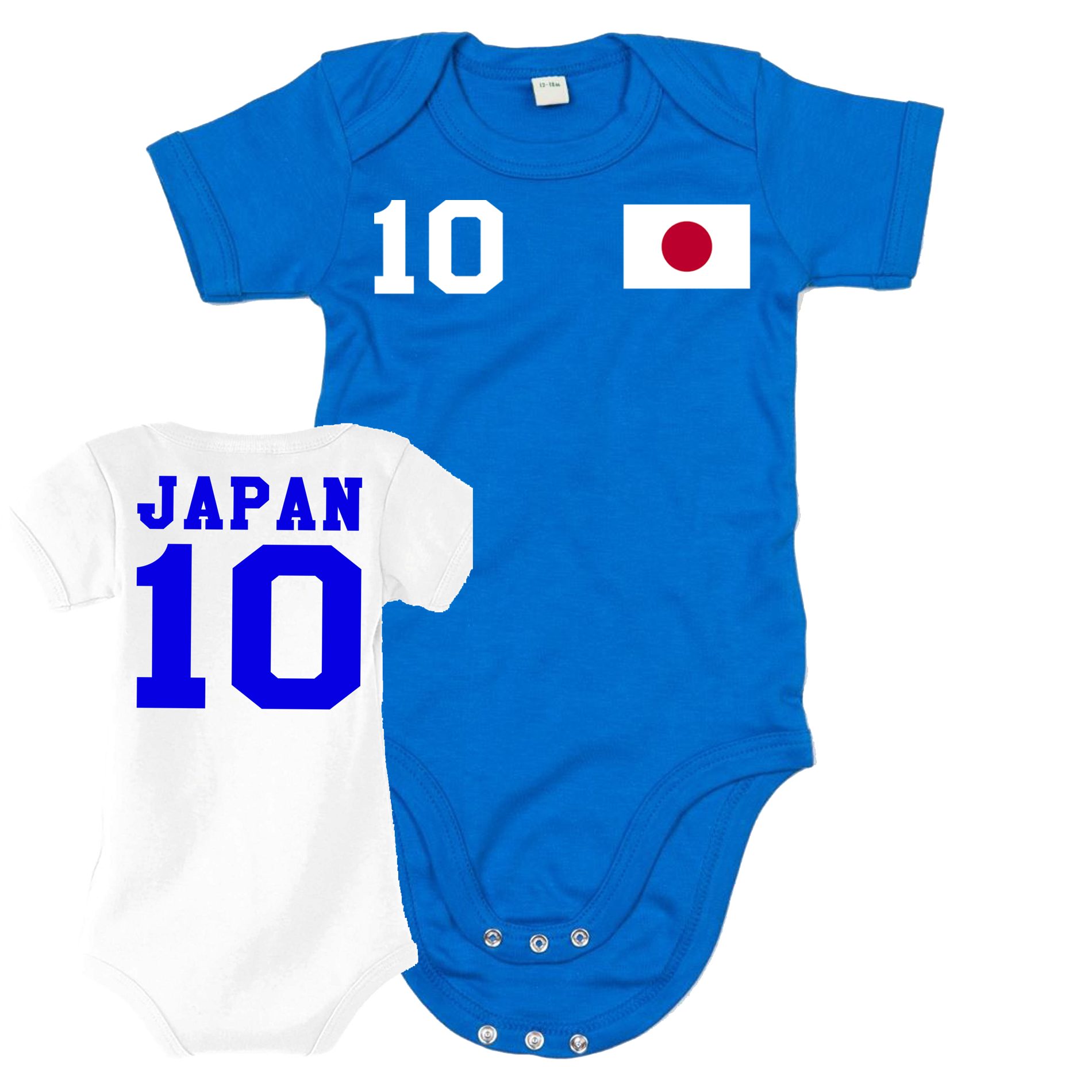 Blondie & Brownie Strampler Kinder Baby Japan Asien Sport Trikot Fußball Meister WM Weiss/Blau