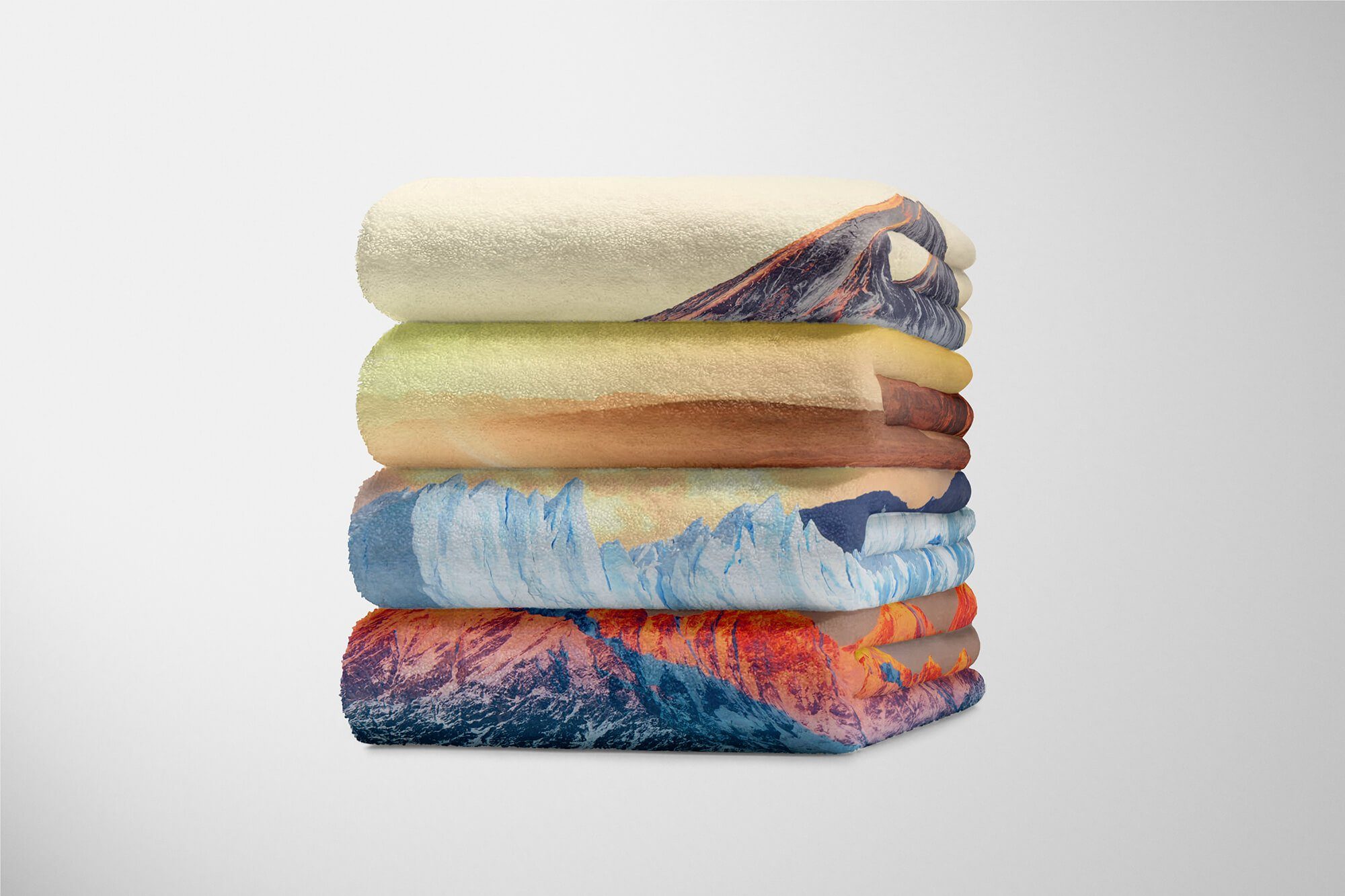mit Handtuch (1-St), Handtuch Eisberg Art Handtücher Baumwolle-Polyester-Mix Saunatuch Kuscheldecke Sinus Berge Natur, Fotomotiv Strandhandtuch