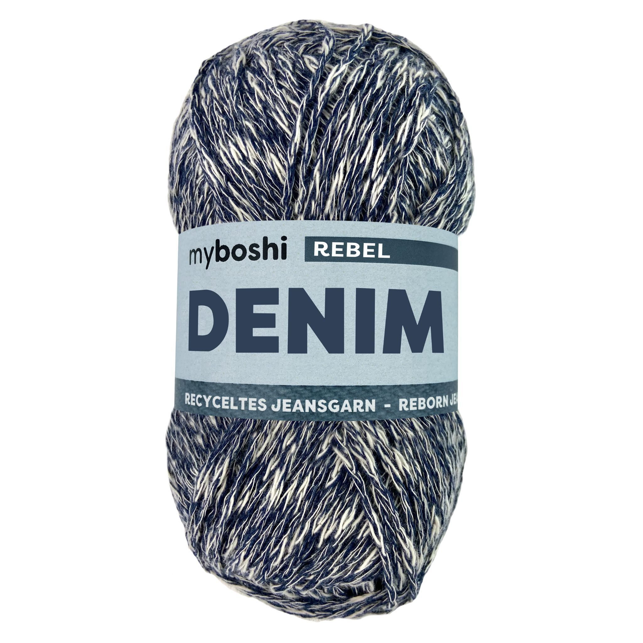 myboshi Denim, vegane Wolle aus 50% recycelter Jeans Häkelwolle, 135 m (1-St), Meliert