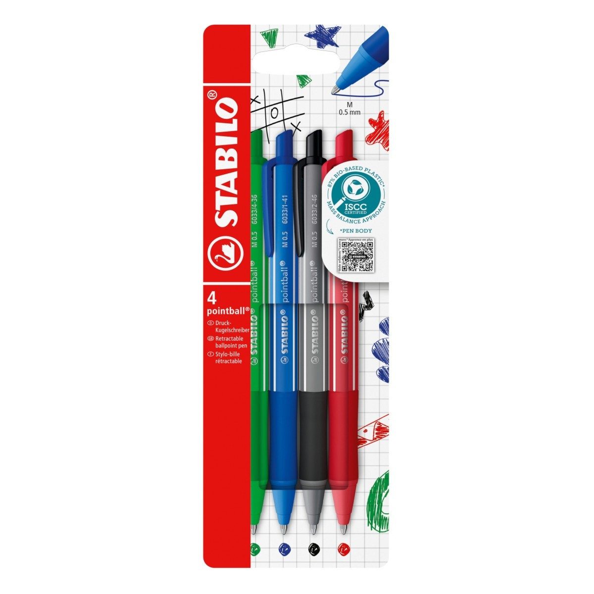 STABILO Kugelschreiber STABILO Druck-Kugelschreiber - pointball colorful, 4er Set, ultrama...