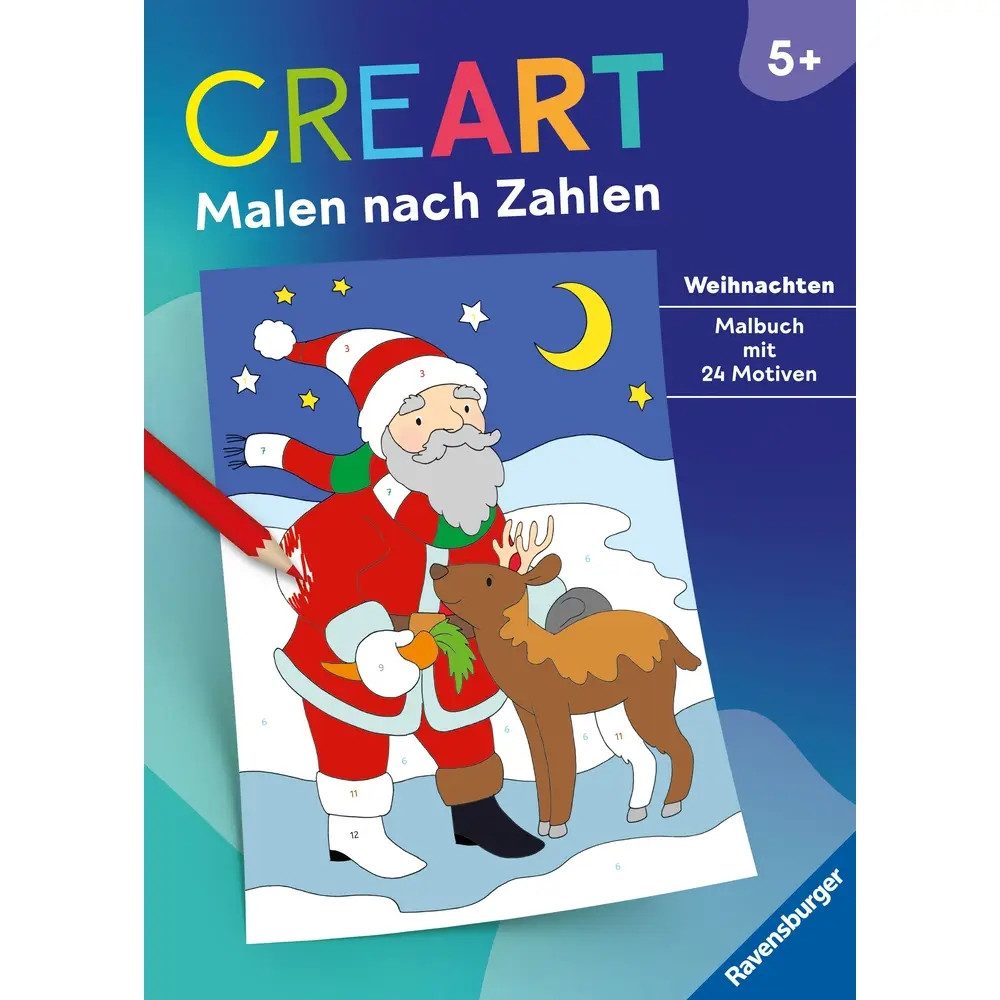 Ravensburger Verlag GmbH Malen nach Zahlen Ravensburger CreArt Malen nach Zahlen ab 5: Weihnachten, Malbuch, 24 M