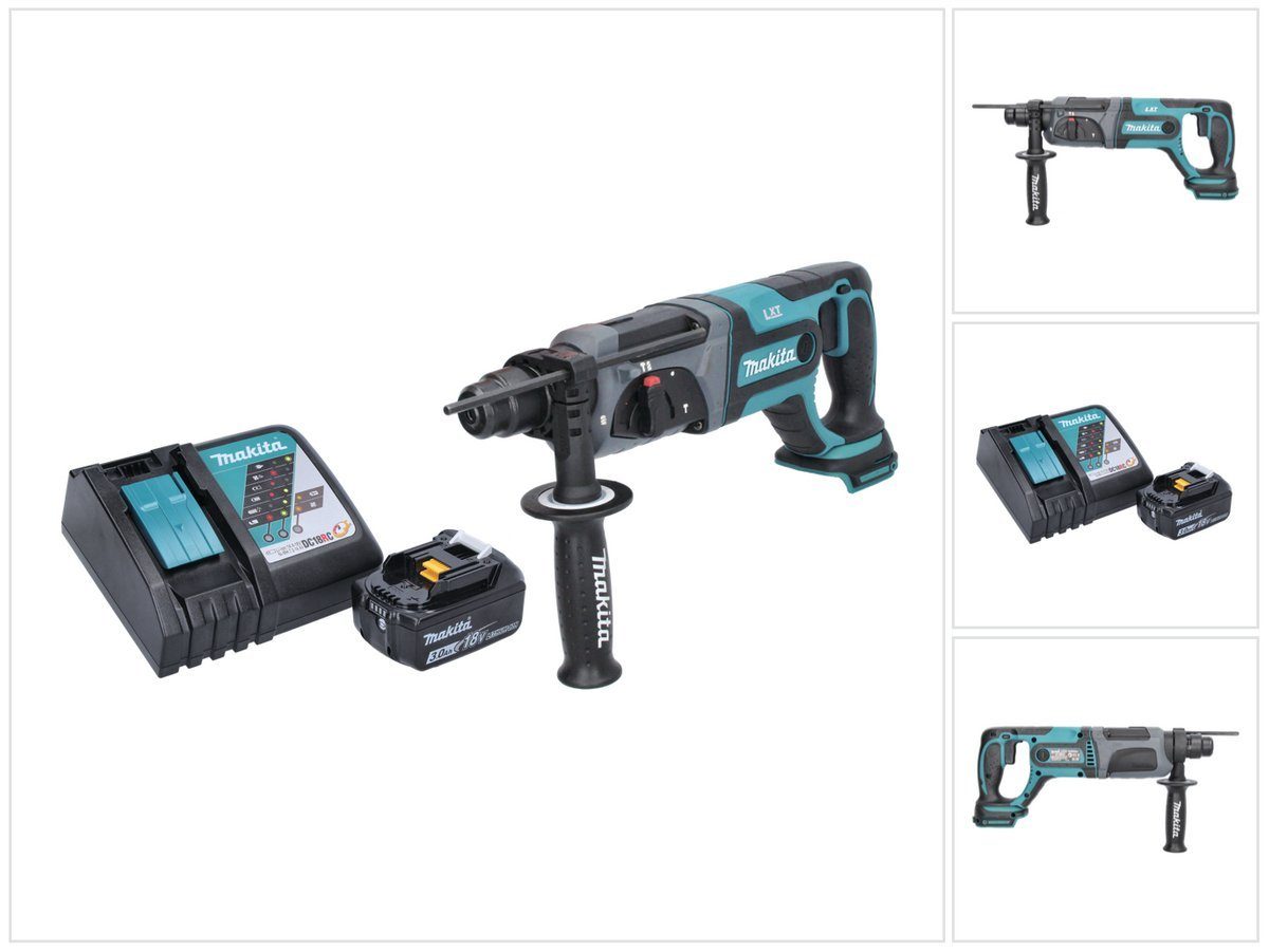 V Makita Akku 18 + Bohrhammer La RF1 241 Ah 2,0 DHR Akku plus Schlagbohrmaschine J 3,0 + SDS 1x