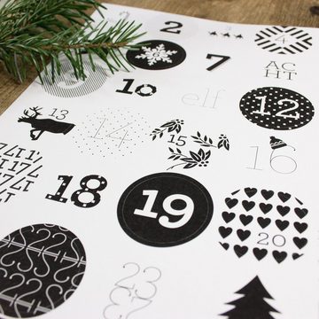 Bow & Hummingbird befüllbarer Adventskalender Adventskalender Set mit Boxen "Schwarz/Weiß"
