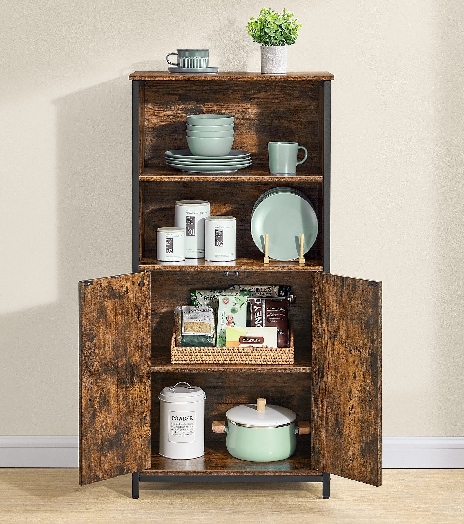 VASAGLE Highboard Küchenschrank, verstellbare Regalebene, 2 offenen Fächern günstig online kaufen