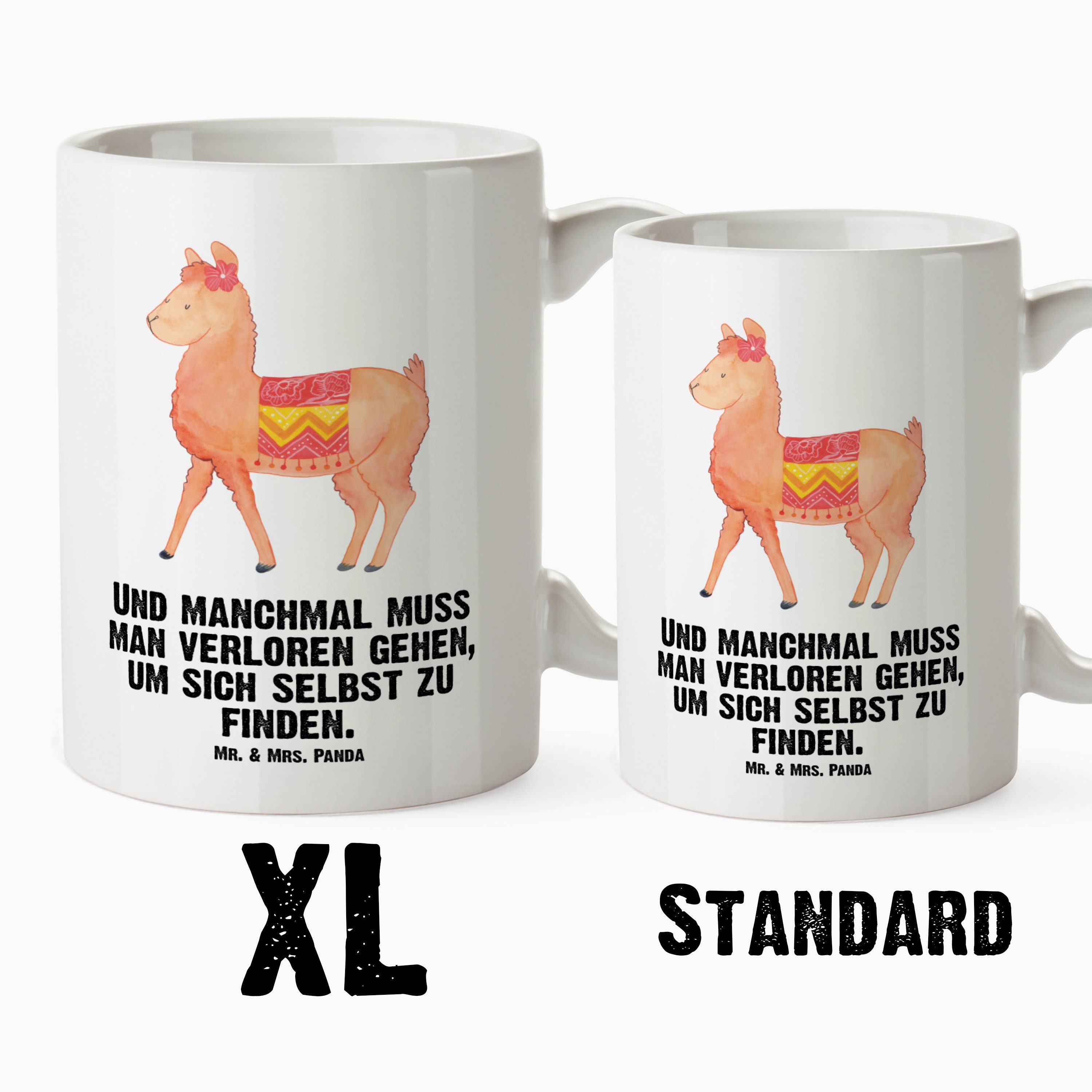 XL Teetasse, & Geschenk, Alpaka Mr. Mrs. Lam, stolz Weiß XL Tasse - XL - Panda Keramik Tasse XL Becher, Tasse,