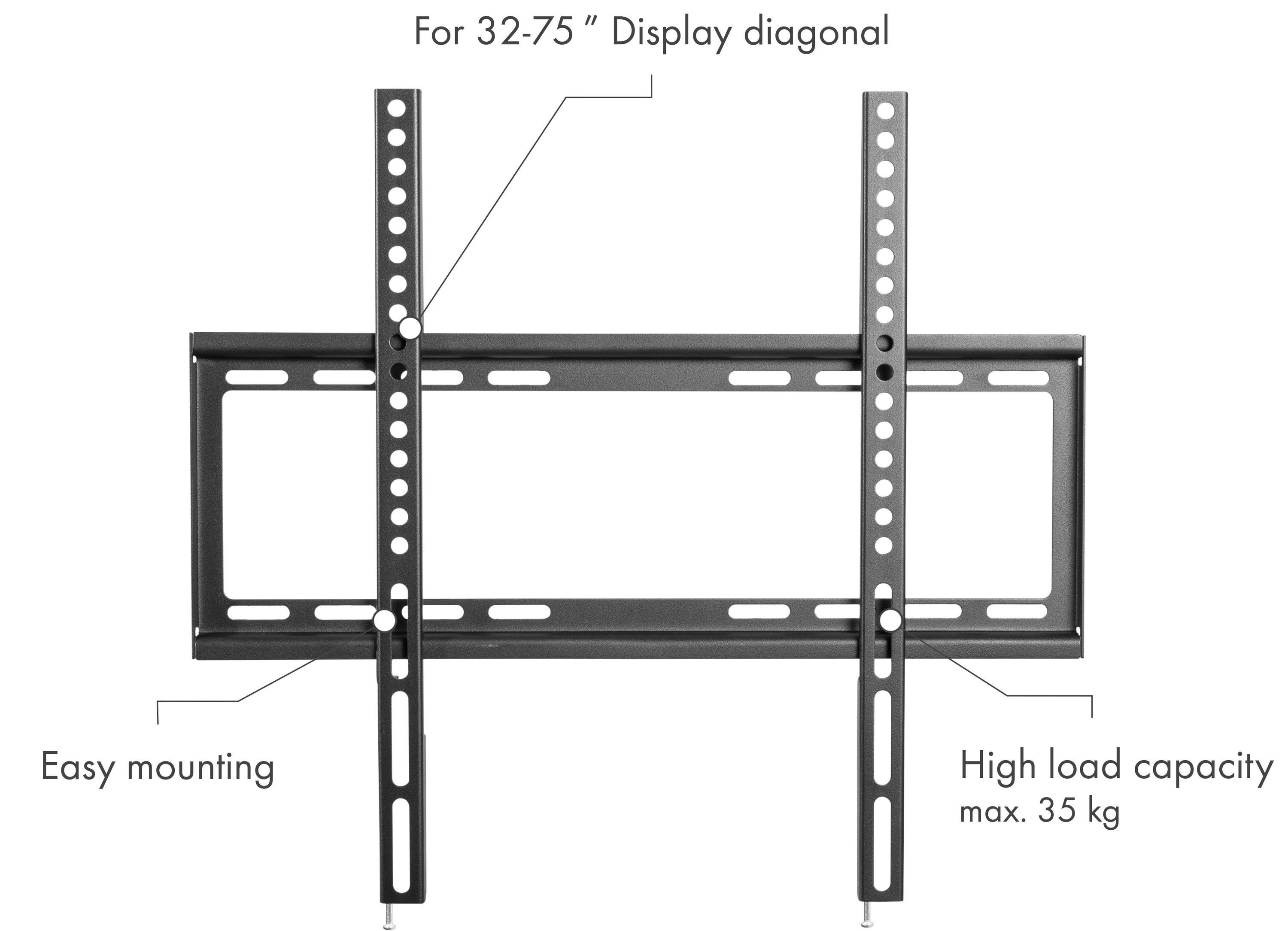 Schwaiger LWHF5535 (bis bis 75 TV-Wandhalterung, Zoll, bis 35kg, 513 fix, schwarz) 400x400mm