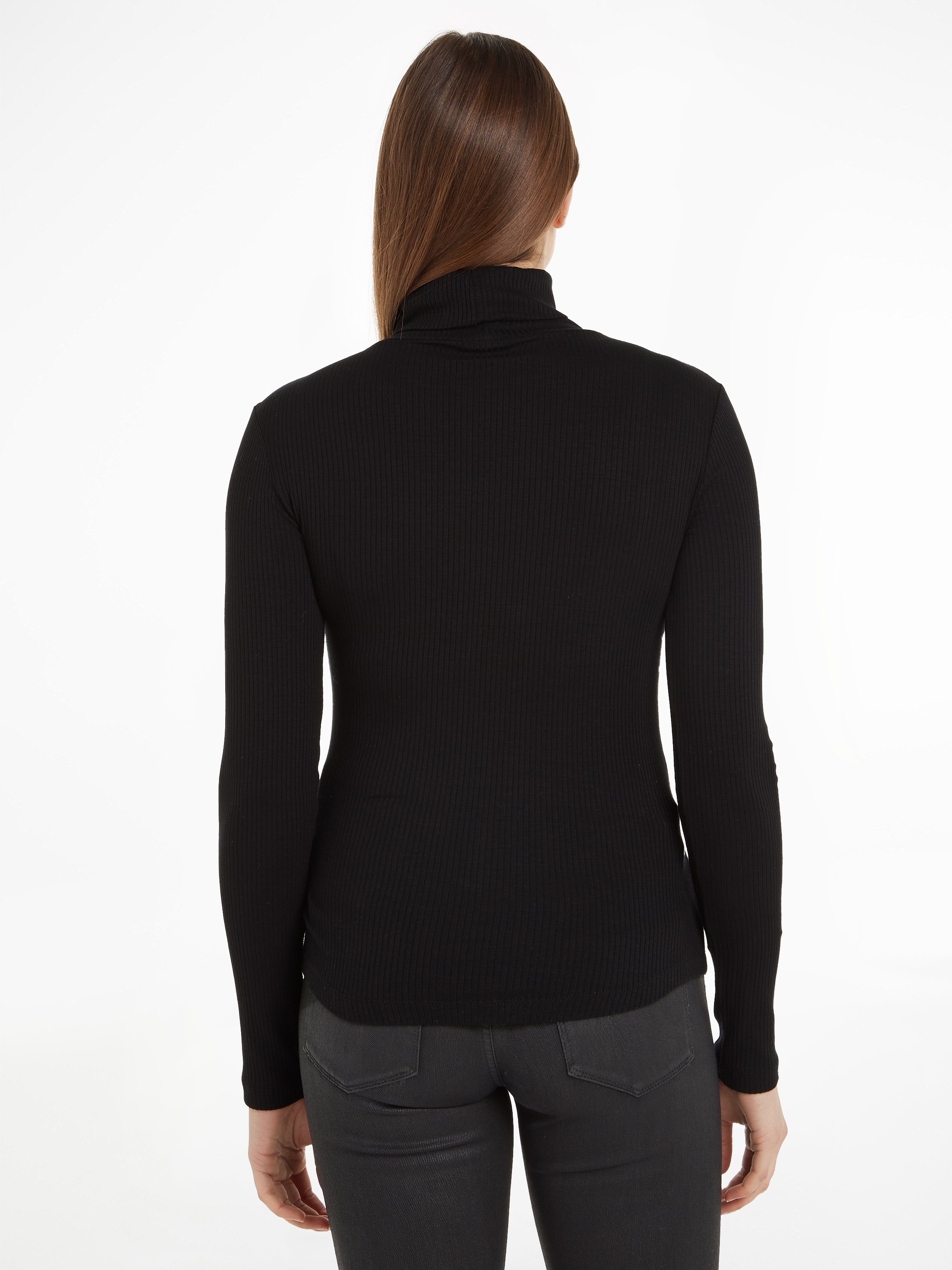 Tommy Hilfiger Langarmshirt SLIM 5X2 RIB ROLL-NK LS in gerippter Struktur günstig online kaufen