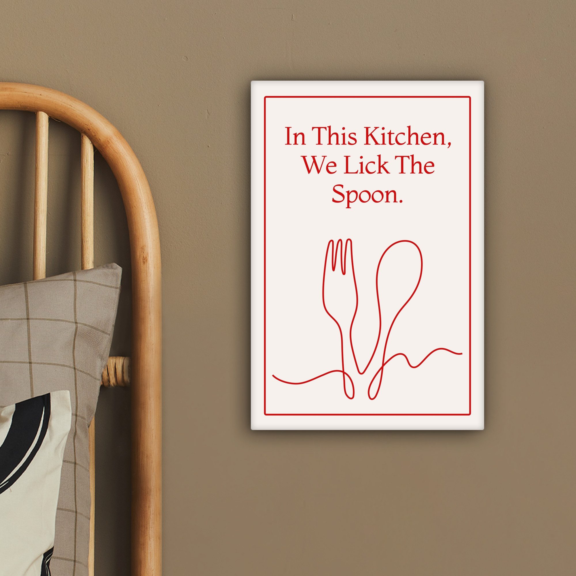 OneMillionCanvasses® Leinwandbild Minimalistisch - Gabel - Löffel - Strichzeichnung, Fotodruck (1 St), Leinwand Canvas Wandbild, Wanddekoration 20x30 cm