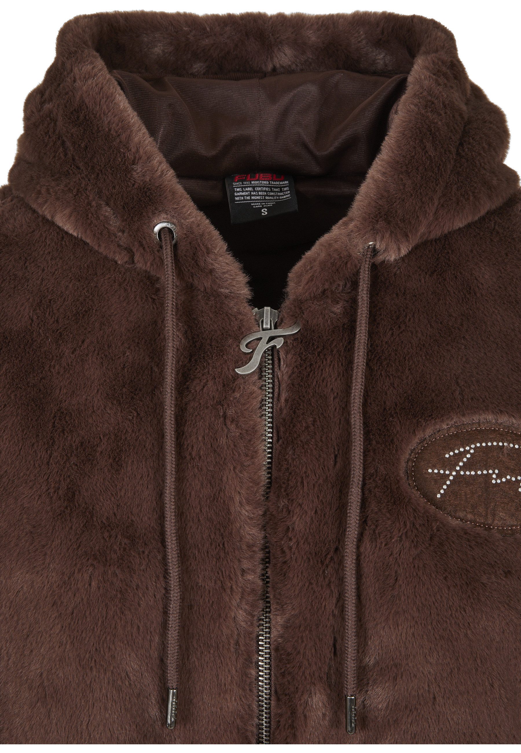 Fubu Collegejacke Fubu Damen FW224-022-1 Signature Rhinestone Fur Jacket brown (1-St)