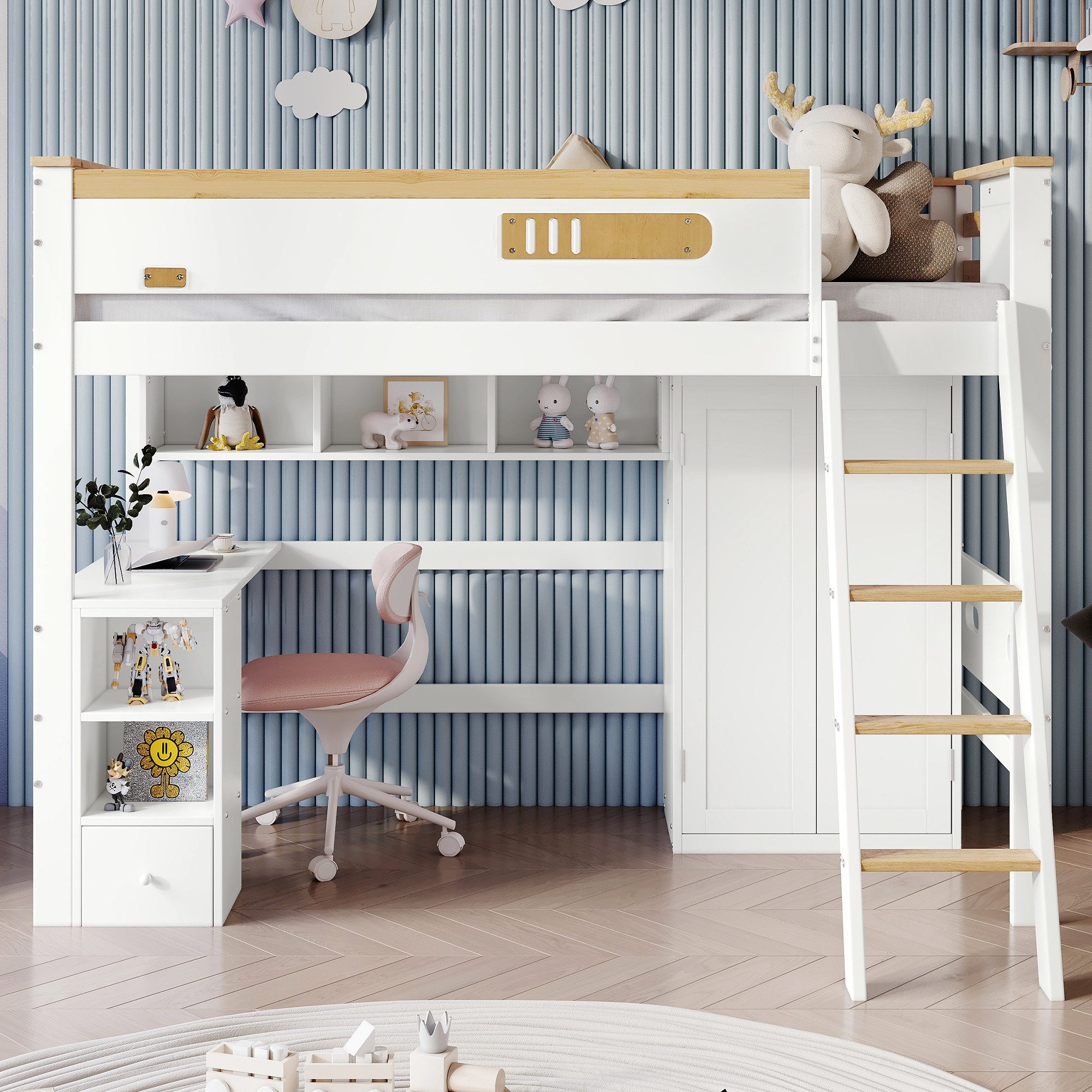 Flieks Hochbett Kinderbett 90x200cm mit offenen günstig online kaufen