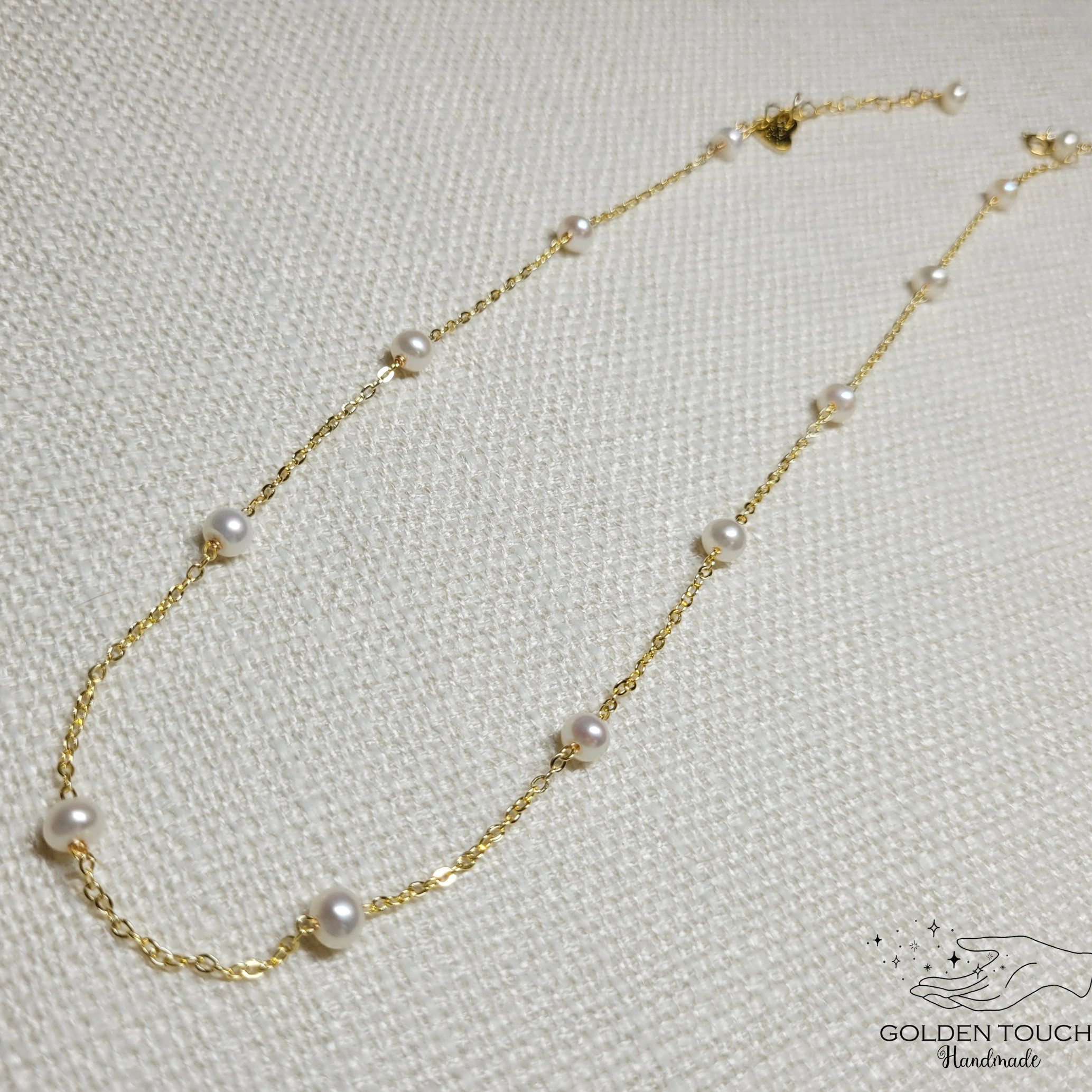 Perlenkette Zierliche Süßwasser Perlenkette, Minimalist Halskette, Perlen Choker