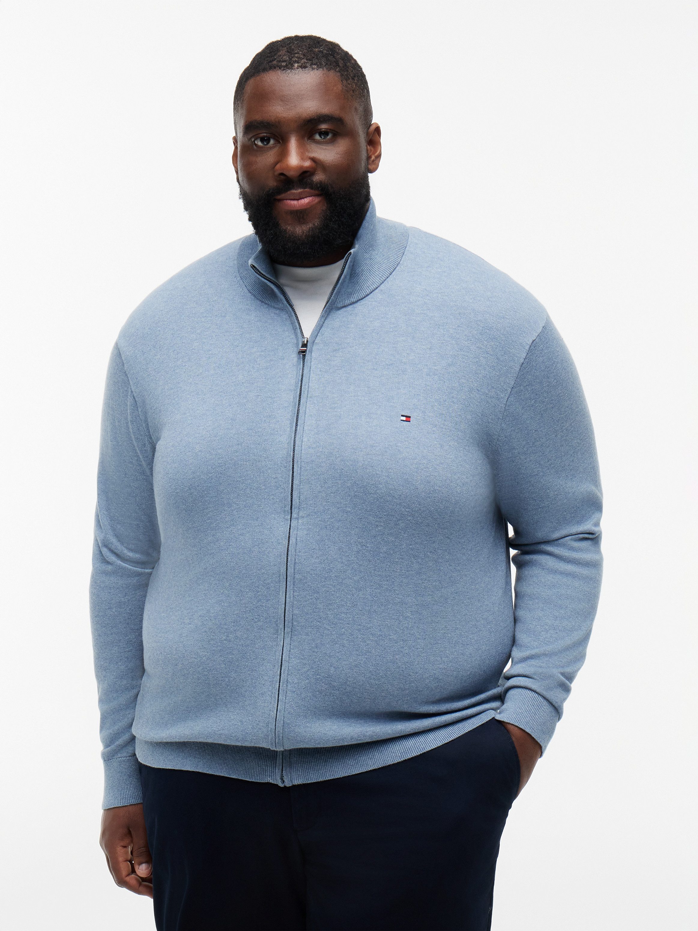 Tommy Hilfiger Big & Tall Strickjacke BT-ESSENTIAL COTTON ZIP THRU-B Großen Größen