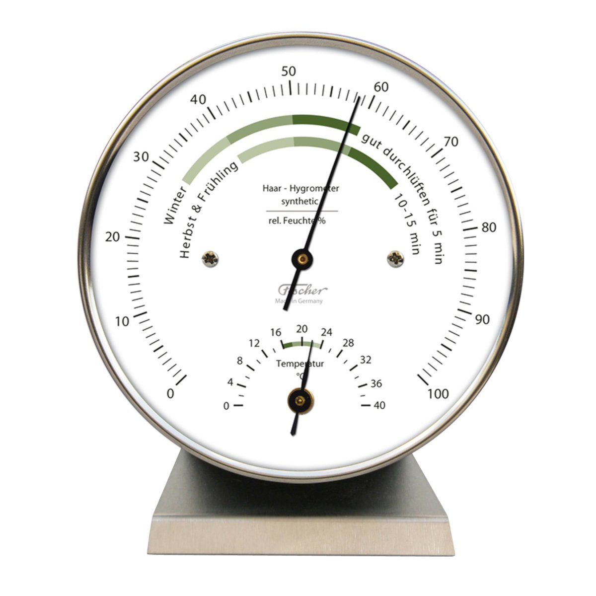 Fischer Barometer »Wohnklima Thermo Hygrometer, Edelstahlsockel