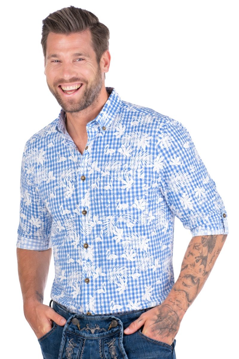 Hangowear Trachtenhemd Trachtenhemd - BERTOLD - hellblau