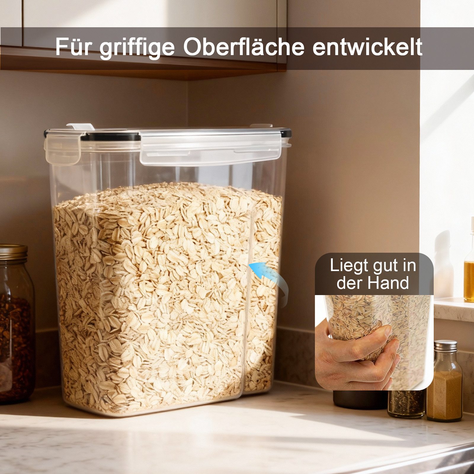 Youyijia Aufbewahrungssystem Vorratsdosen Set 4L (4er Set), Luftdichte Vorratsbehälter mit Deckel, (4-tlg) – Bild 4 von 4