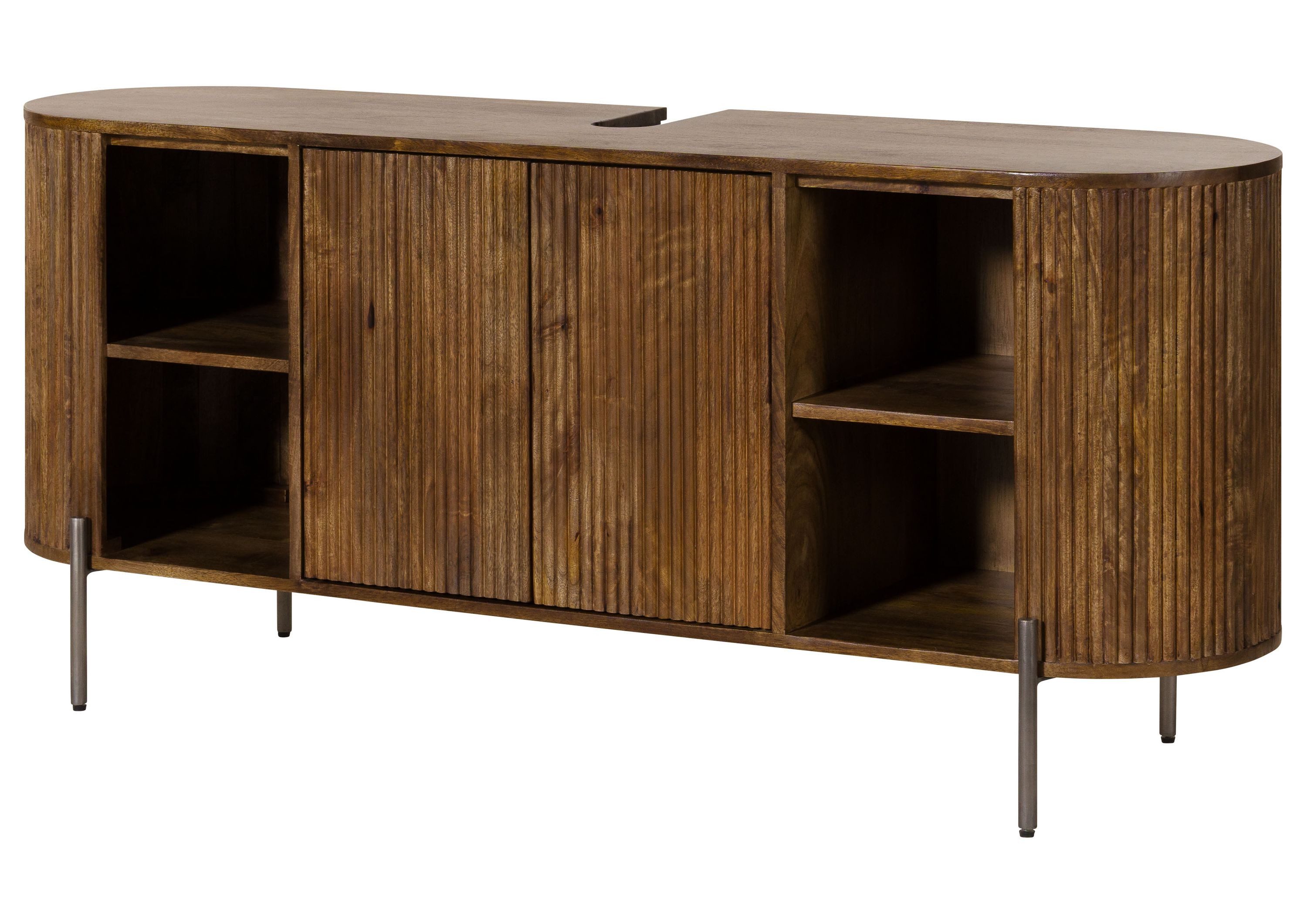 Massivmoebel24 Waschbeckenunterschrank BARCELONA (Mango 150x40x65 braun lackiert BARCELONA #251) Mango 150x40x65 braun lackiert BARCELONA #251