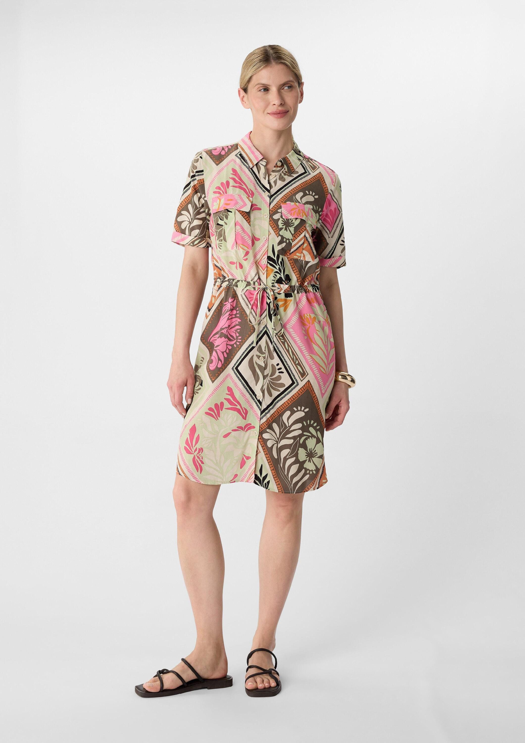 comma Minikleid Kleid Hemdblusenkleid mit All-over-Print