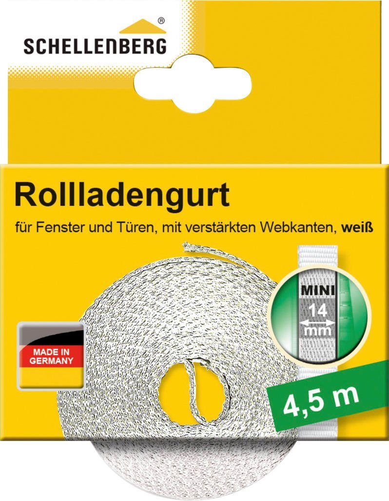 SCHELLENBERG Rollladengurt Mini 14 mm, 4,5 m, zur Bedienung eines Rollladens mit Gurtwickler (Set, 1-tlg), Gurtband in unterschiedlichen Farben erhältlich