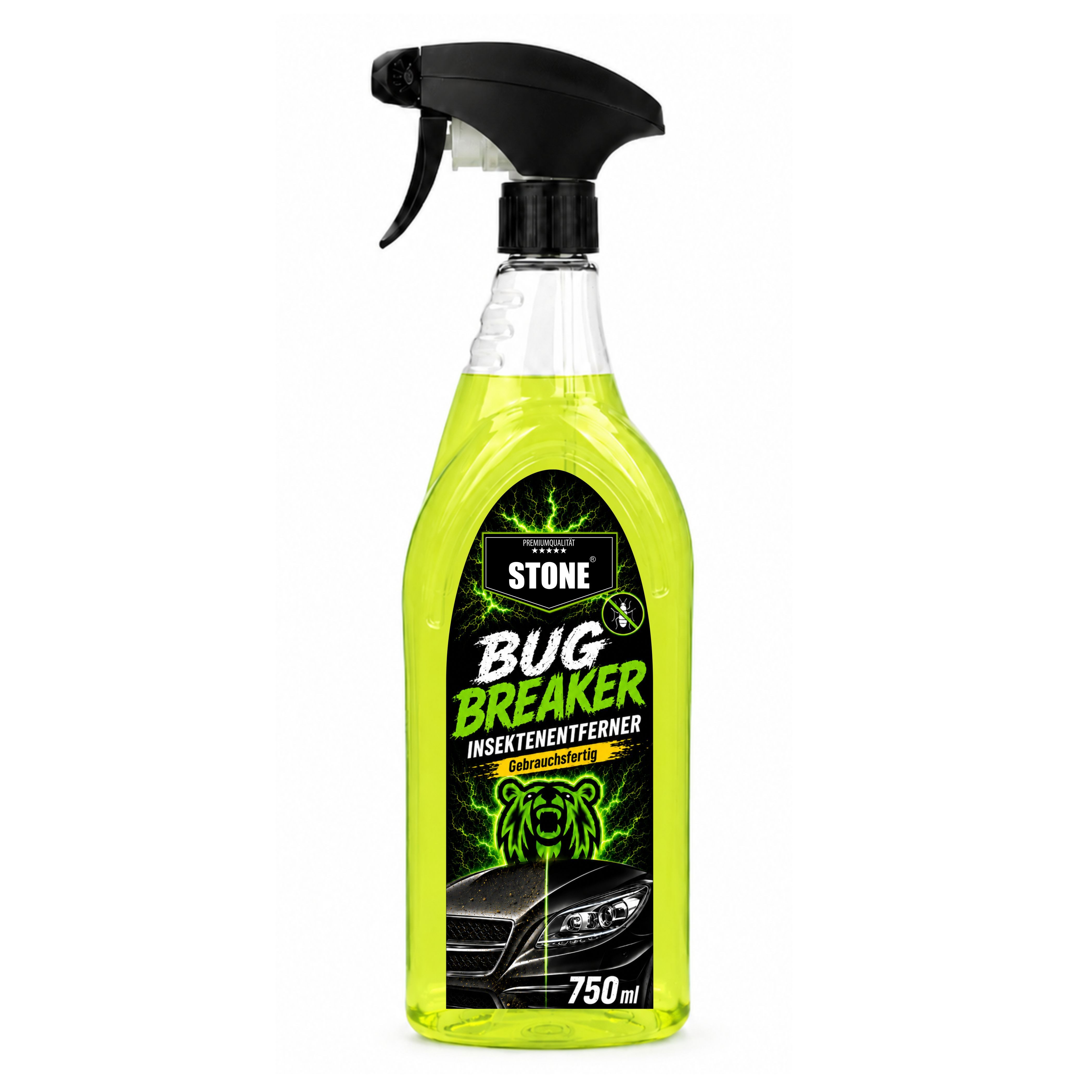 STONE Bug Breaker Insektenreiniger - 750 ml Insektenentferner (1-St. Gebrauchsfertiger Insektenreiniger für Lack, Glas & Kunststoff)