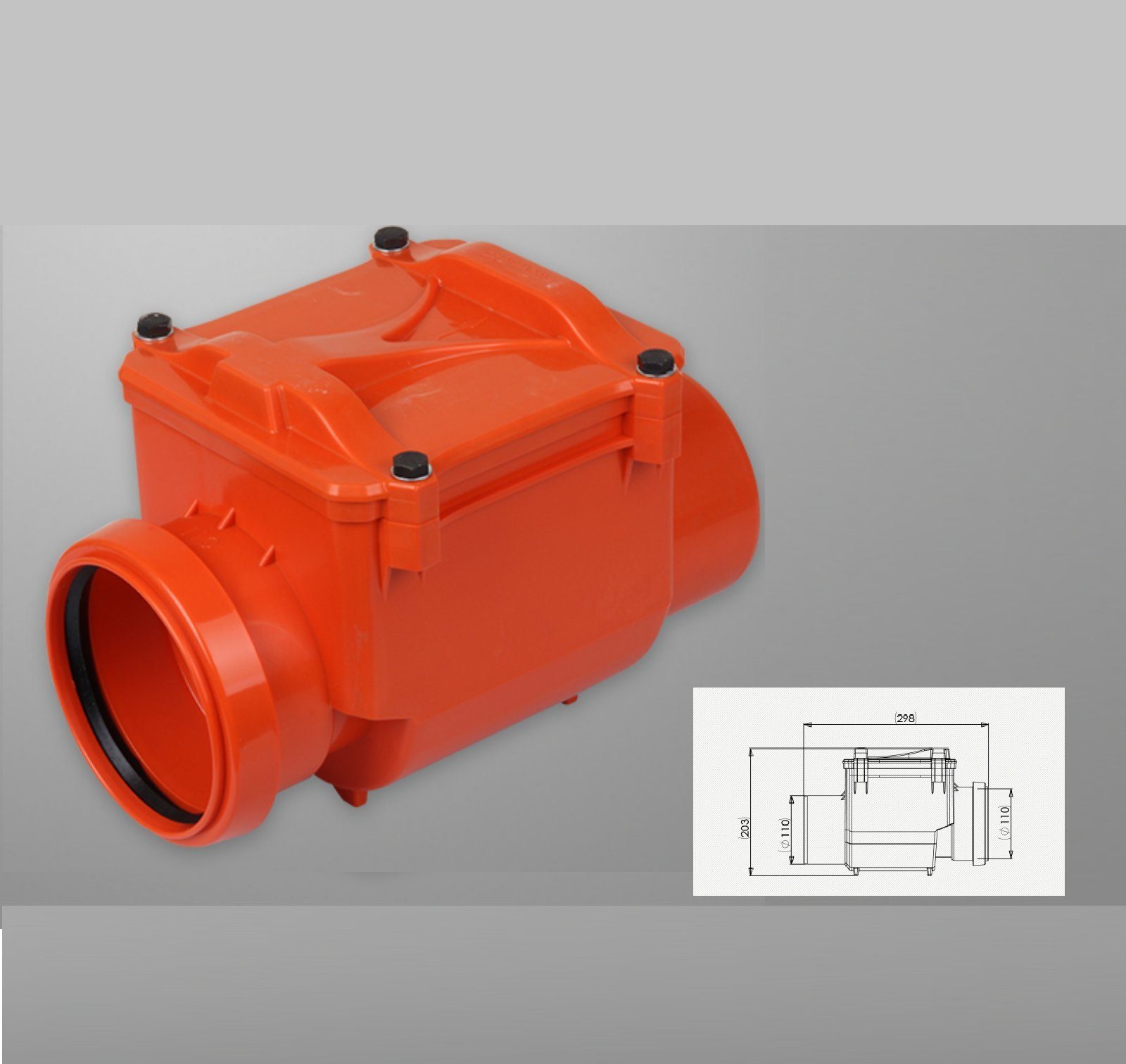 Uzman Ablaufgarnitur Rückstauverschluss DN110 mit Wasserwaage und verrigelb günstig online kaufen