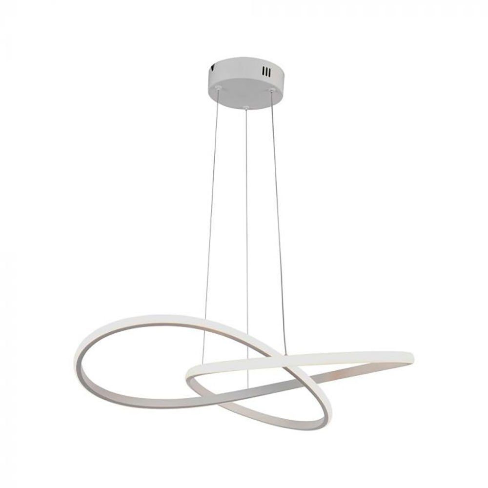 V-TAC LED-Hängeleuchte, LED-Leuchtmittel fest verbaut, Warmweiß, LED Hängeleuchte Esszimmerlampe Aluminium weiß geschwungen D 50 cm