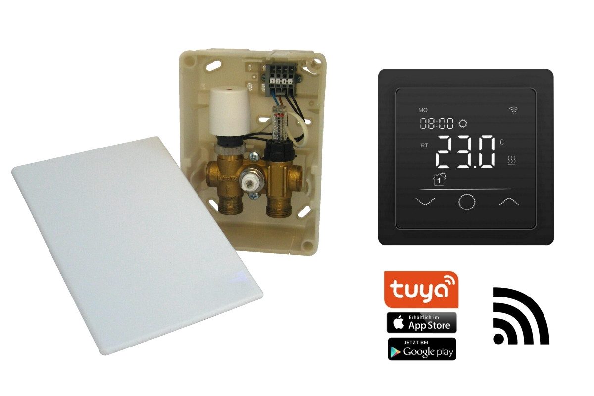 HoWaTech Fußbodenheizung TAC Warmwasser Fußbodenheizung Komplettset E-Regelbox WLAN Touch (sw), (Set)