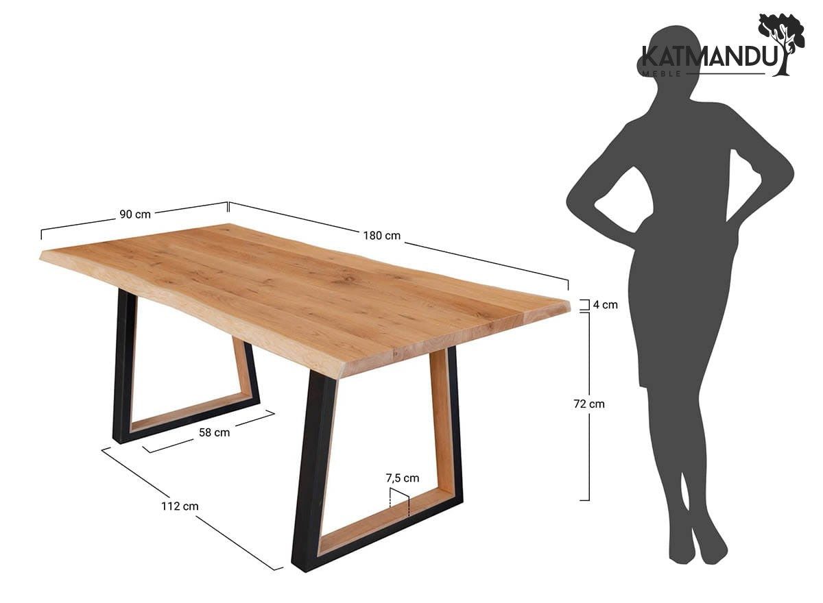 Katmandu Esstisch Gavardo Esstisch 90×180 cm – Massiver Eichenholz Tisch mit schwarzen M