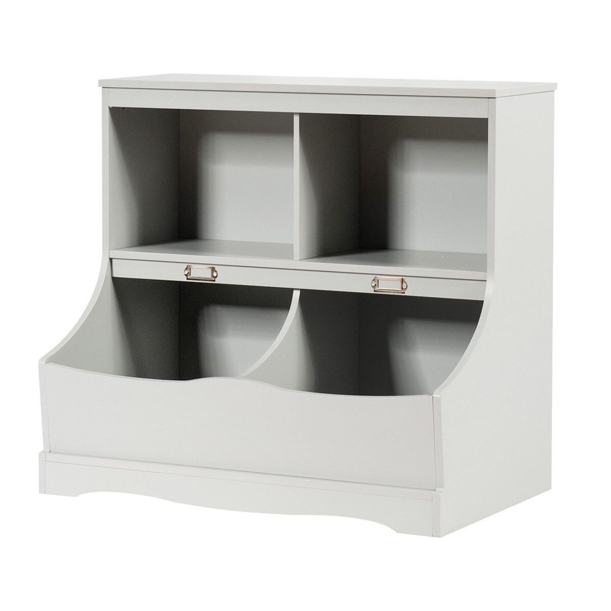 COSTWAY Bücherregal, Kinder, mit Stauraum, 2 Fächern und 2 Kästen 67x40x62cm