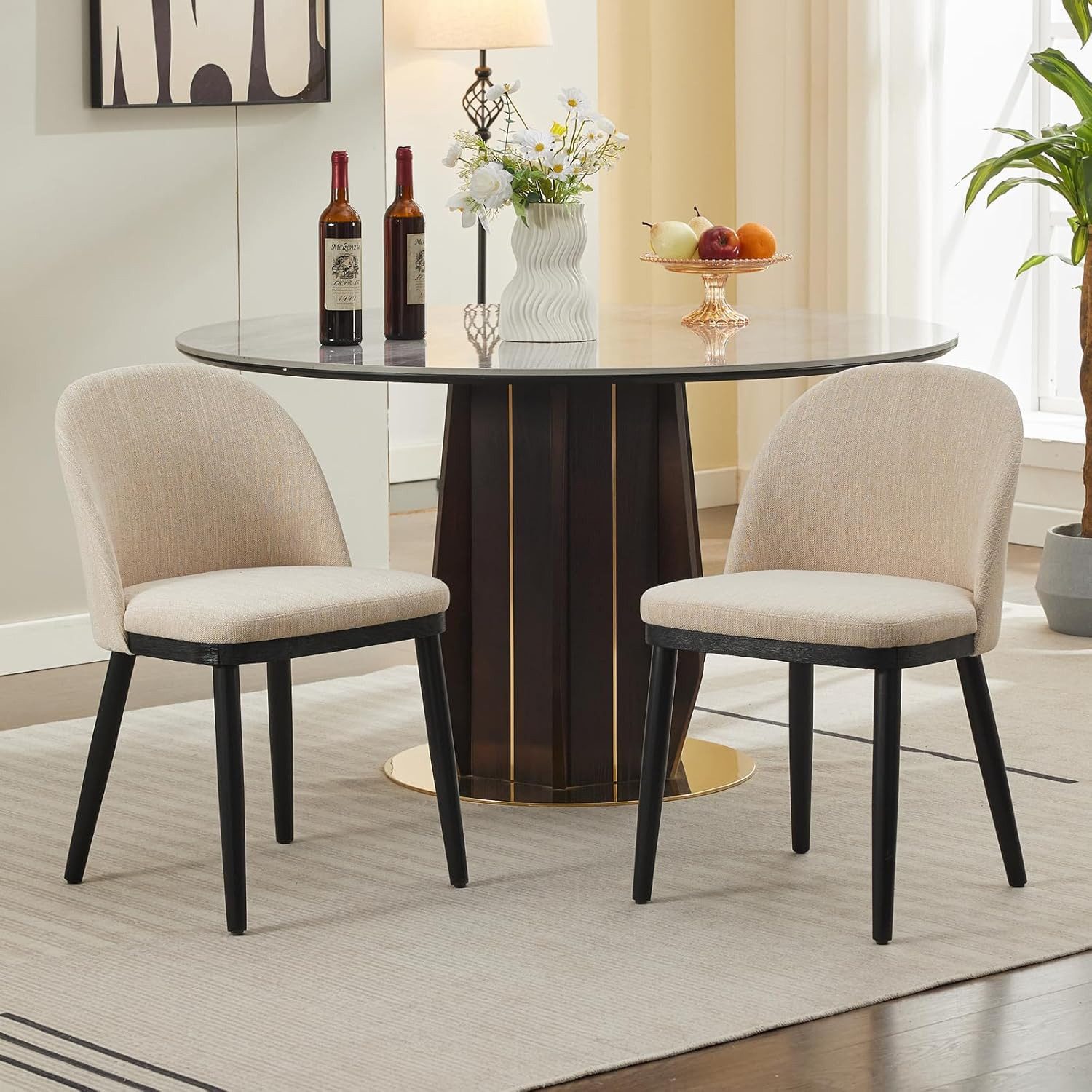 GarveeMore Esszimmerstuhl 2er-Set,moderne Küchenstühle aus Stoff günstig online kaufen