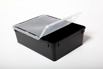 M&S Reptilien Terrarium Kunststoffbox schwarz, groß (24x18x7,5 cm) Deckel transparent
