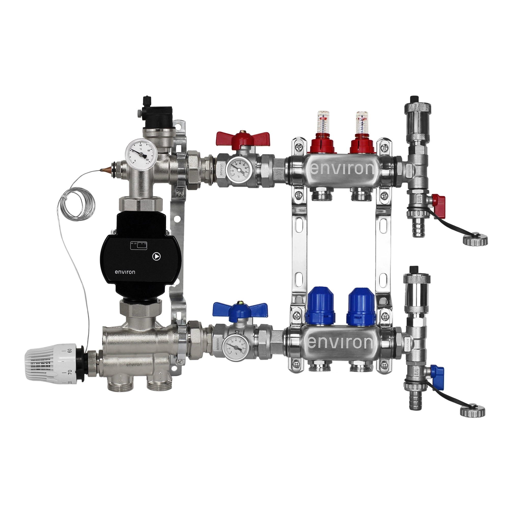 ganz24 Fußbodenheizung Festwertregelsetmit EcoStar 25/6 Pumpe. Heizkreisverteiler und Zubehör, (Set mit Heizkreisverteiler und Pumpe), Kompakte Bauweise