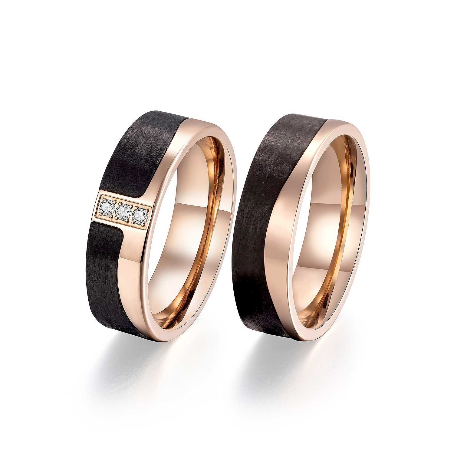 Adam & Eve Trauring Carbon/Titan - Eheringe, Partnerringe "AEC51W" mit & ohne Zirkonia