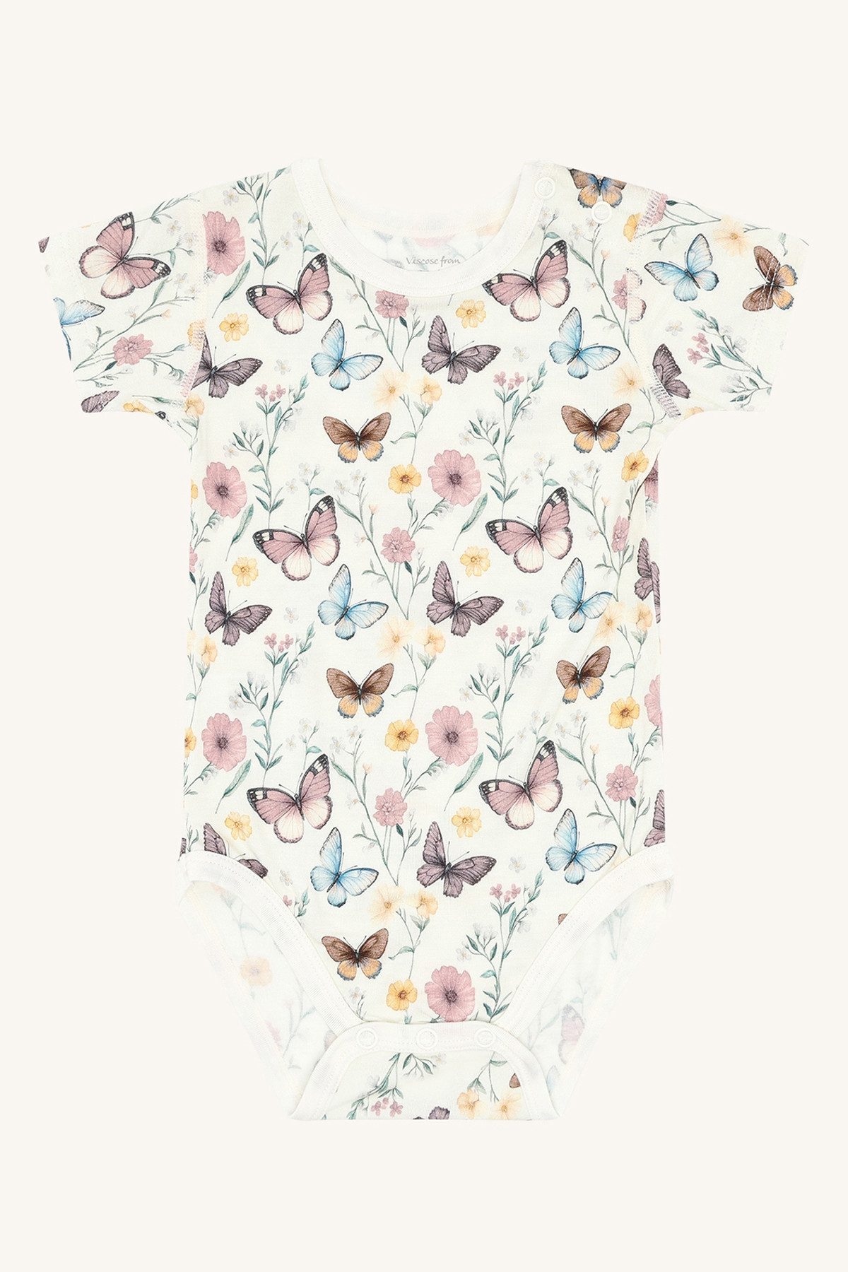 Hust & Claire Kurzarmbody Baby Body kurzarm mit Blumen & Schmetterlingen aus Bambusviskose