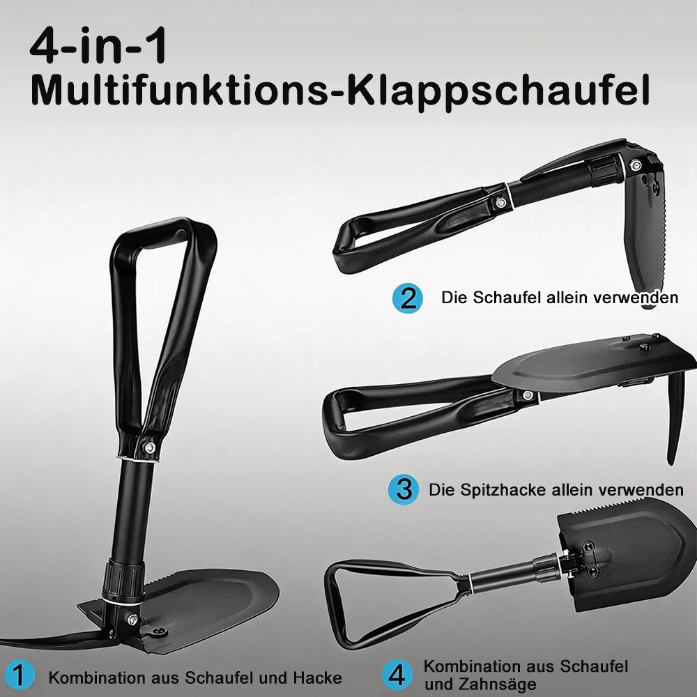 AFKSMILE Spaten Klappspaten 59cm, Hochfester Extra Stabiler Legierter Stahl Schaufeln, Tragbare Grabschaufel für Schneeräumen Auto-Notfälle Haus Garten – Bild 3 von 5