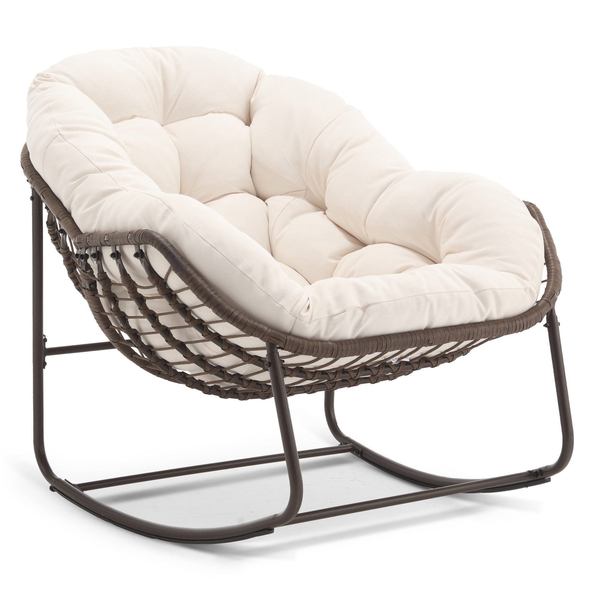MODFU Sofa RattanSchaukelstuhl für Outdoor,Relaxsessel, Großer Outdoor