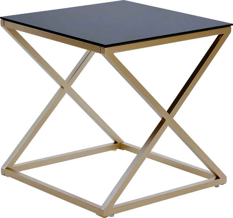 Jahnke Beistelltisch XTRA BY SIDE (1-St), Nachttisch/Beistelltisch in Gold-Look, aus Sicherheitsglas gefertigt