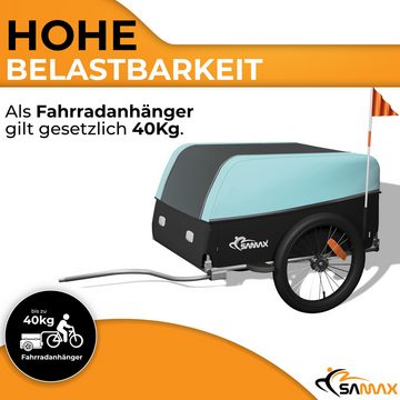 SAMAX Fahrradlastenanhänger Lastenanhänger Fahrradanhänger 120 Liter Türkis / Grau - Grey Edition